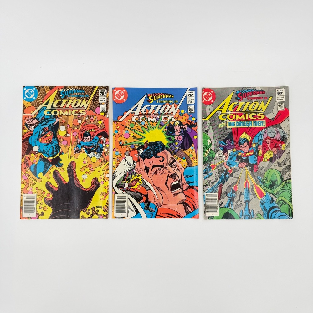 DC Vintage Action Comics #535 #540 #541 Superman 1982 1983 Newsstand Comic Lot